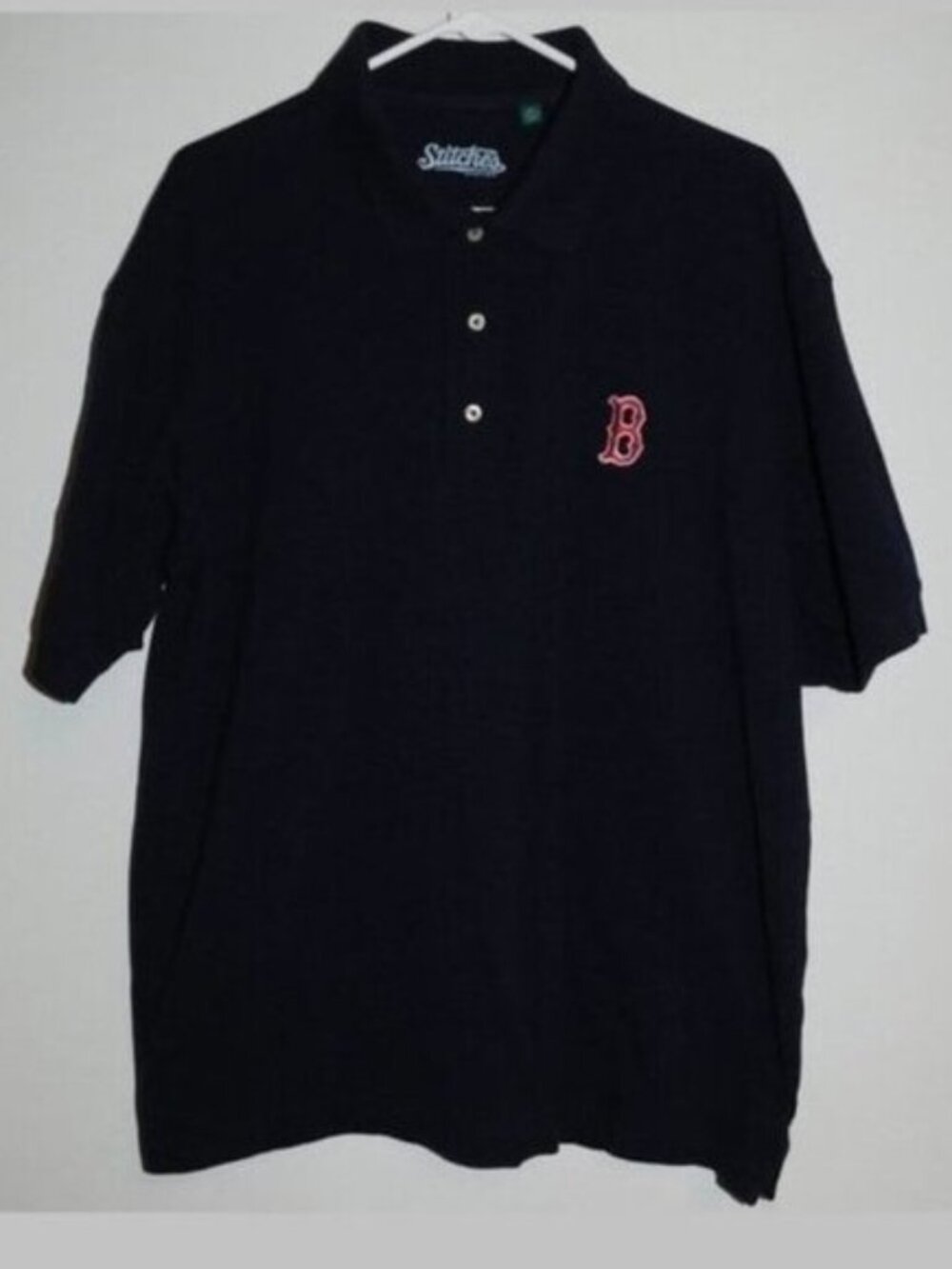Mens Casual Polo Shirt MLB Baseball Boston Red Sox Logo Embroidered Size XL